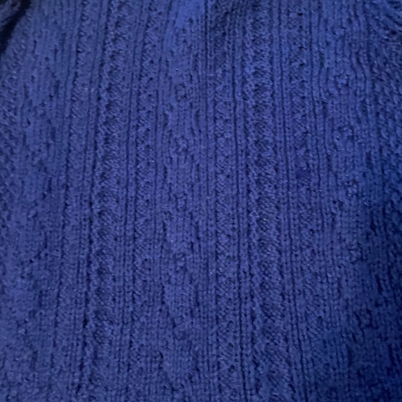 Vintage Handmade chunky Cable knit navy blue cardigan sweater - Picture 16 of 16